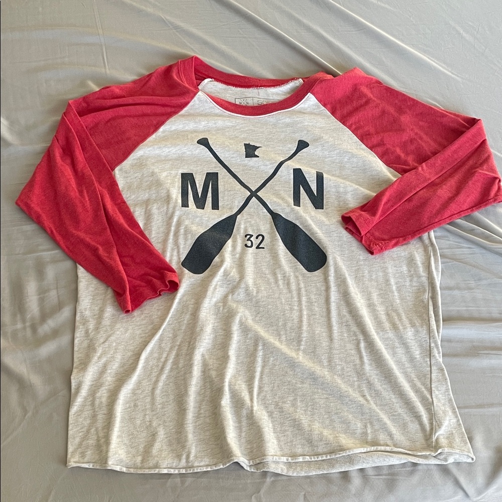 Red and Gray Raglan Graphic Tee